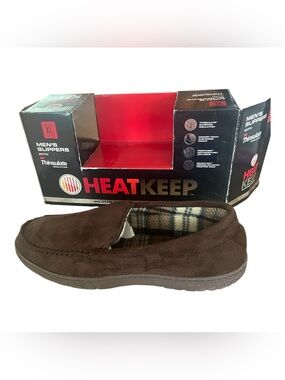 HeatKeep Men’s Slippers XL 11-12 Brown Thinsulate Memory Foam